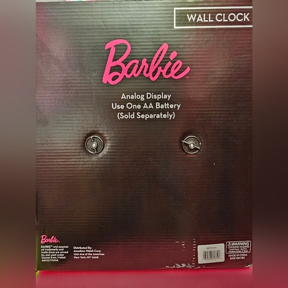 Barbie Silhouette Logo Metallic Hot Pink Analog Display Wall Clock Home Decor - Picture 3 of 4